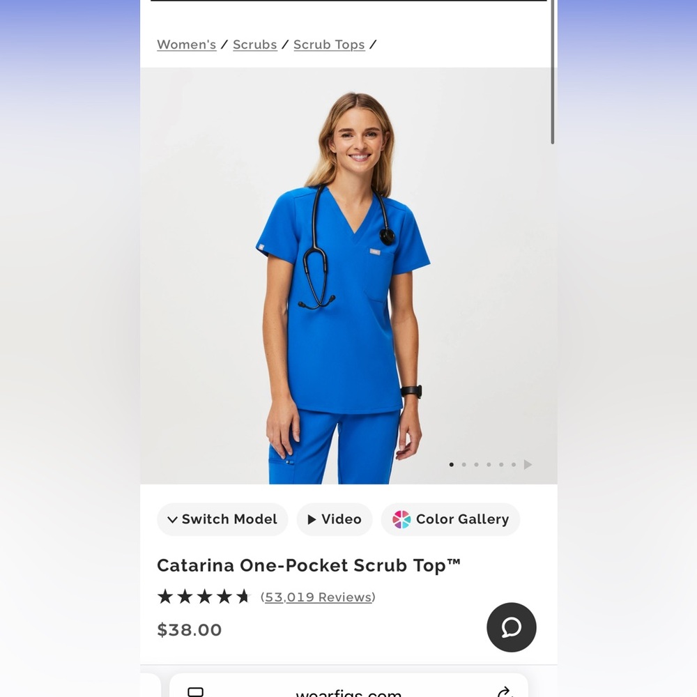 Figs Royal Blue Scrub Set, Shirt and Pants, Size Small, Technical Collection - Picture 11 of 14